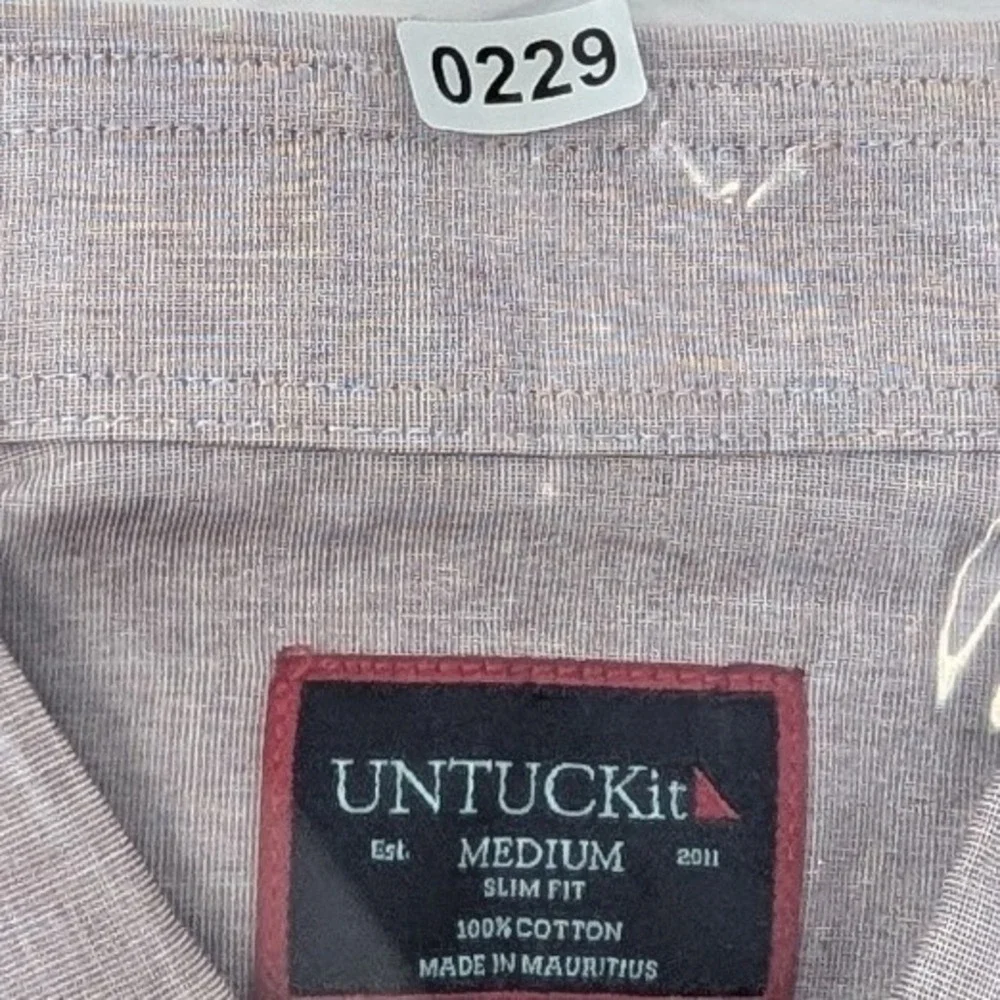 UNTUCKit Alvaro Mens Slim Fit Button Down Shirt Mauve Purple Cotton Medium 41049